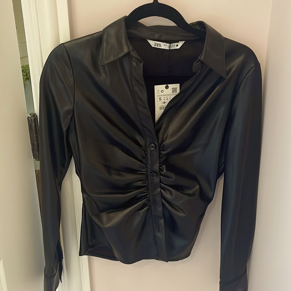 Brand new zara leather button up top with tags